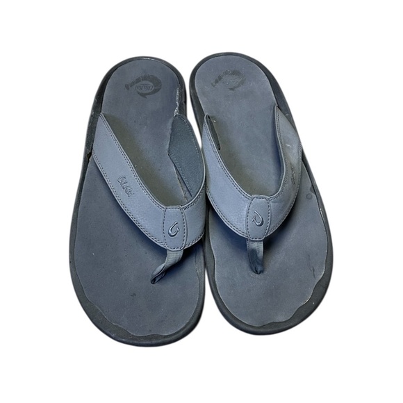 Olukai Ohana Flip Flops Thong Sandals Men's 16 Gray Black Shoes - Picture 2 of 10